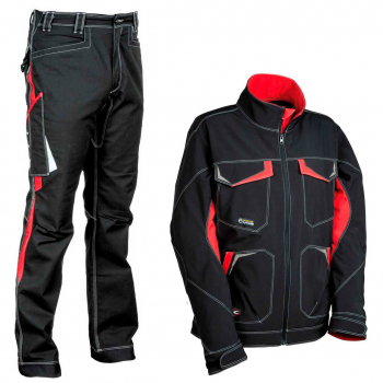 Calça e softshell Cofra preto e vermelho788