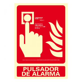 Sinal Pulsador de Alarme Classe A 21x30cm