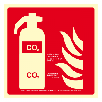 Señal Extintor CO2 Clase A (Disponible en varios tamaños)