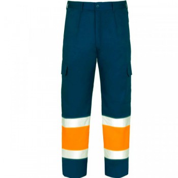 Pantalón de alta visibilidad azul marino y naranja EN20471