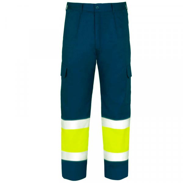 Pantalón de alta visibilidad azul marino y amarillo EN20471