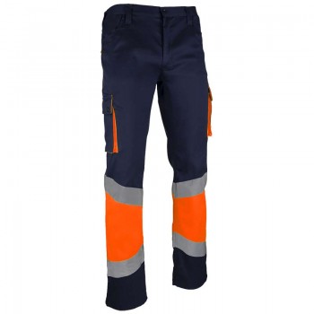 Pantalón alta visibilidad reforzado naranja y marino