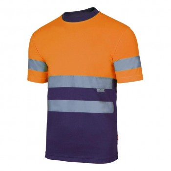 Camiseta alta visibilidad naranja y marino
