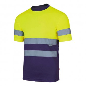Camiseta reflectante amarillo y marino