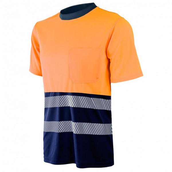 Camiseta reflectante algodón naranja y marino