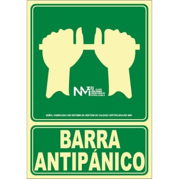 Sinal "Empurrar Barra para Abrir a Porta" 22x30cm