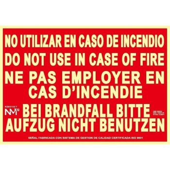 Señal "no utilizar ascensor en caso de incendio"