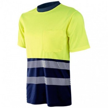 Camiseta reflectante de algodón amarillo/marino (L y XXL)