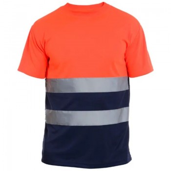 Camiseta laranja refletora de manga curta