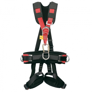 Arnés anticaídas y de suspensión con enganche dorsal y pectoral. Es cómodo e incluye cinturón de posicionamiento.