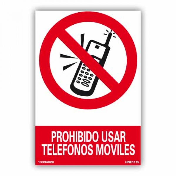 Señal "Prohibido Usar Teléfonos Móviles"
