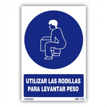 Placa "Utilizar las Rodillas para Levantar Peso"94