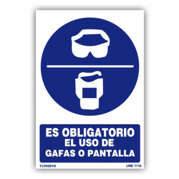 Señal "Es Obligatorio el Uso de Gafas o Pantalla"