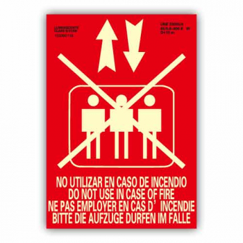 Señal "Não utilizar elevador em caso de incêndio" Internacional 21x30cm