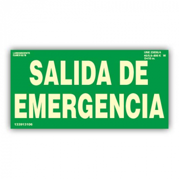 Señal Texto "Salida de Emergencia" 30x15cm50