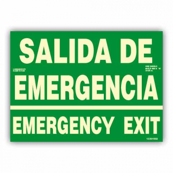 Señal "Salida de Emergencia/ Emergency Exit" 42x30cm