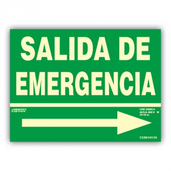 Señal Texto "Salida de Emergencia" con Flecha Derecha 22x30cm