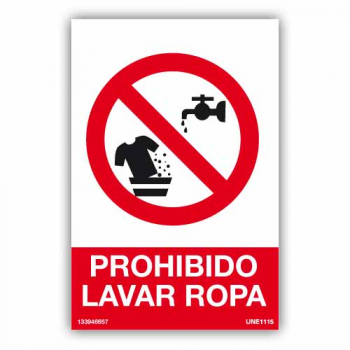 Señal Prohibido Lavar Ropa
