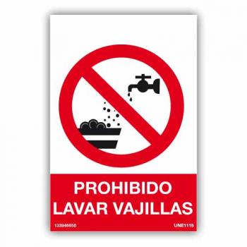 Señal Prohibido Lavar Vajillas98