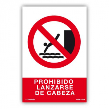 Señal Prohibido Lanzarse de Cabeza