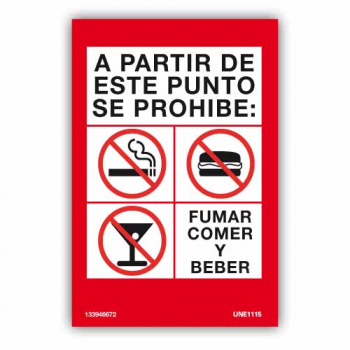 Señal Prohibido Fumar,Comer y Beber